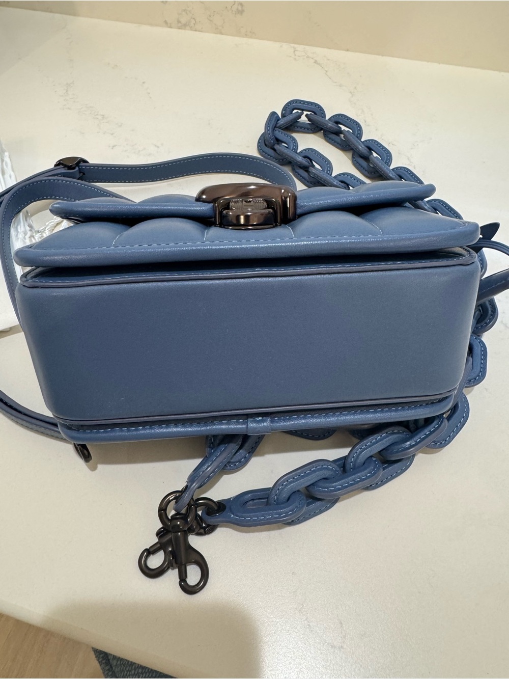 Coach Quilted Dusty Blue Mini Crossbody with 2 straps - Picture 6 of 8